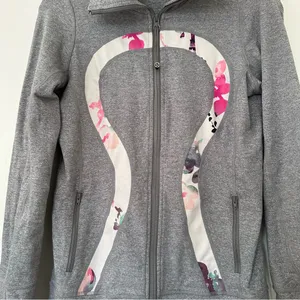 Lululemon In Stride Jacket Heathered Fossil Blurred Blossoms White Womens 6 thumbnail 5