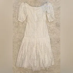 NWOT Veronica Beard Cali White eyelet off the shoulder midi Dress in White Sz 0 thumbnail 3