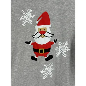 Women's Christmas Santa Claus Pajama Set Small Snowflakes Gray Red Sleepwear thumbnail 5