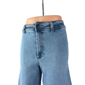 Zara Women's Blue High Rise Wide Leg Palazzo Baggy Raw Hem Denim Jeans Size 4 thumbnail 3