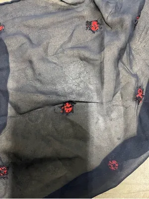 Black Sheer Scarf with Red Embroidered Ladybugs thumbnail 7