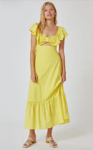 Farm Rio Anthropologie Ruffle Midi Dress XS thumbnail 1