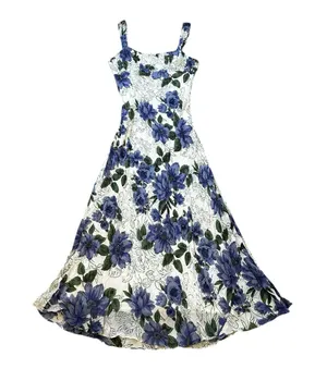 Vintage Floral Midi Dress Sequin Beaded 90s Y2K Feminine Cottagecore Party thumbnail 1