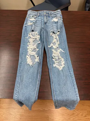 American Eagle Stretch Distressed Mom Jeans Size 4 Long thumbnail 1
