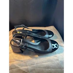 Madden Girl Womens Black Cap Toe Slingback Block Heel Pumps Size 9.5 thumbnail 3