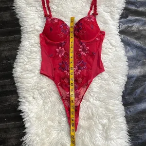 Victoria'S Secret Floral Embroidery Teddy Mesh Bodysuit Intimates Fairy Whimsy thumbnail 6