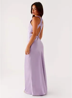 Lilac peppermayo satin maxi dress thumbnail 3