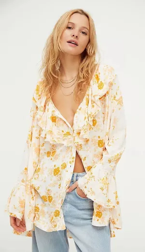 Free People Loretta Printed Tunic Size M B-8 thumbnail 1