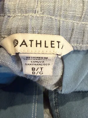 ATHLETA Retreat Linen High Rise Wide Leg Pant Blue Chambray Drawstring 8 Tall thumbnail 4