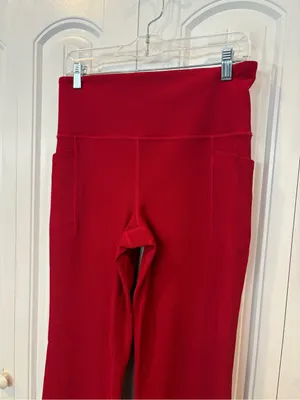 Athleta red salutation stash rib flare pants size large thumbnail 3
