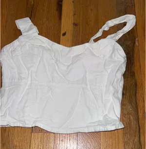 Abercrombie & Fitch Smocked Back Crop Top Adjustable Straps Linen Y2K Medium thumbnail 1