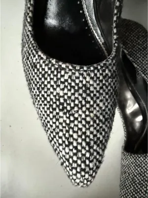 Rampage Black and White Tweed Pointed Toe Heels thumbnail 4