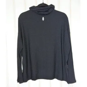 Free People Movement Black Ribbed Turtleneck Boxy Top Womens Small thumbnail 8
