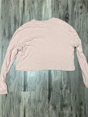 Women's Long Sleeve Cropped Tee - Light Pink thumbnail 3