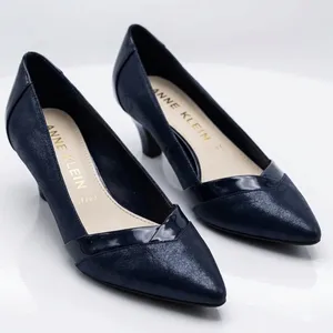 Anne Klein Womens 9.5M‎ AK7MAUREEN Navy Blue Pointed Toe Kitten Heels Patent thumbnail 1