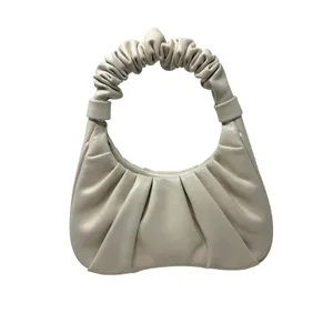 JW PEI Gabbi Ruched Hobo Handbag Ivory Vegan Leather Croissant Shoulder Bag thumbnail 4