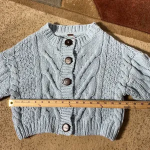 Free People Cable Knit Cropped Cardigan Womens XS Blue OB885094 Sweater thumbnail 3