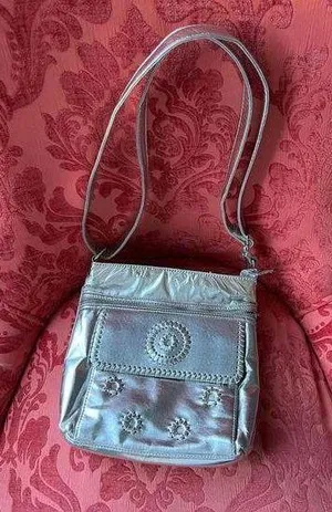 Stylish Silver Crossbody Bag with Embroidery thumbnail 1