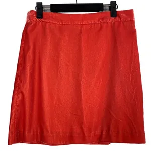 J.Crew Soft Velvet Mini Skirt Lined Lightweight Zip Up Back 4 Coral Orange Shade thumbnail 2