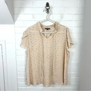 Adrianna Papell Lightweight Sheer Floral Short Sleeve Blouse Top Size XL thumbnail 2