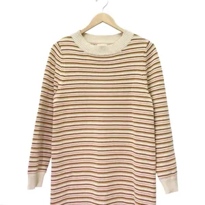 NWT Roolee Sweater Dress Small Cream Pink Brown Striped Knit Midi Long Sleeve thumbnail 6