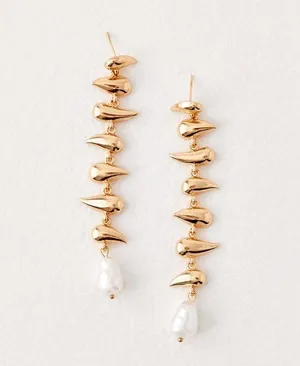 Peppermayo Gold Drop Earrings with Pearl Accent thumbnail 3