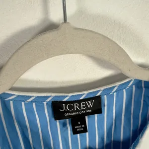 J Crew Ruffle Collar Poplin Shirt Blue Stripe Preppy Office 100% Cotton Womens 8 thumbnail 6