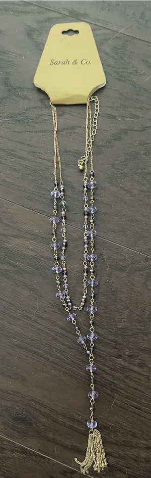 Stephan &co. Cute Gold-Tone Necklace with Purple Beads fringe thumbnail 1