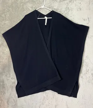 Lululemon Black Merino Wool Wrap Cardigan Poncho Oversized Draped Sweater M/L thumbnail 1