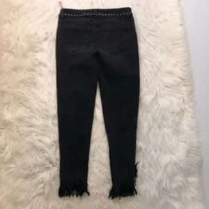 Five Plus Women's Size Small Cropped Jeans Black Fringe Studded Waist thumbnail 9