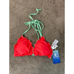 NWT Cupshe Coral Mint Ruffle Tie Bikini Set Top M Bottom L thumbnail 2