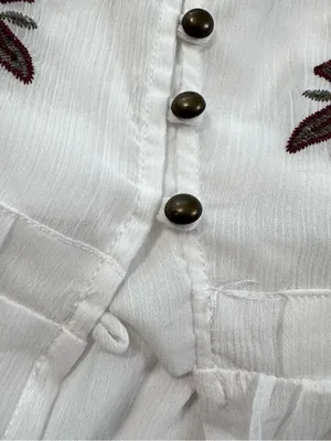 Xhilaration Women’s S White Embroidered Floral Swim Coverup/Cardigan Long Sheer thumbnail 14