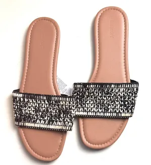 Old Navy Women's Low Heel Slide Sandals Rafia Crafted Black Marl Sz 9 NWT thumbnail 1