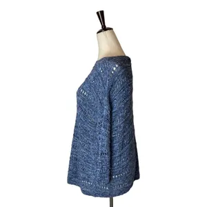 J.‎ Jill Pure Jill Blue Indigo Open Stitch Cotton Blend Pullover Sweater Size XS thumbnail 5
