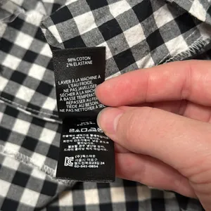 Obey Black/White Checkered Button Down Balloon Short Sleeve Crop Top Cotton sz M thumbnail 9