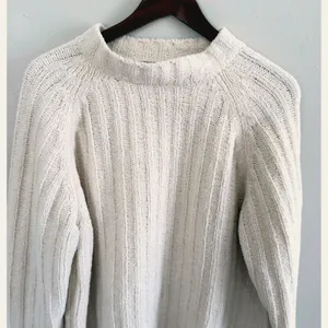 Alpine Design Women's‎ Cream Ribbed Chenille Mock Neck Raglan Sweater Size Med thumbnail 4