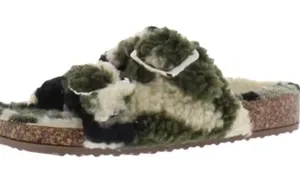 Steve Madden Womens Closer Shearling Footbed Sandals Green 7 Medium thumbnail 1