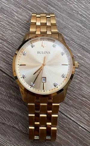 Bulova Gold Tone Watch with Champagne Dial and Crystal Accents thumbnail 1