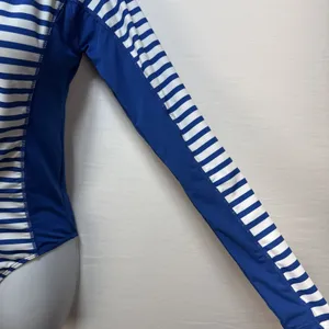 Cabana Life Womens One Piece Long Sleeve Zip Swimsuit Rash Guard Size‎ S Blue thumbnail 4