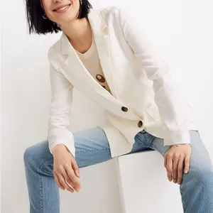 MADEWELL Linen Button Up Blazer Jacket thumbnail 2