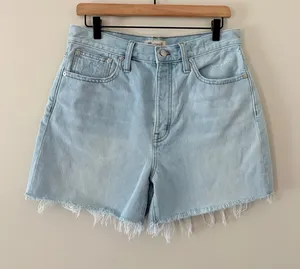 Madewell Denim The Momjean Short 28 Blue Fitzgerald Wash High Rise Button Fly thumbnail 1