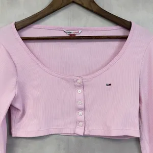 Tommy Jeans Crop Top Women‎ Medium Pink Ribbed Y2K Girly Preppy Ballet Pastel thumbnail 3