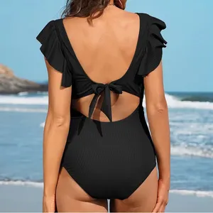 Charmo pregnancy swimsuit Ruched Twist Cutout Front Back Tie Maternity swimwear thumbnail 2