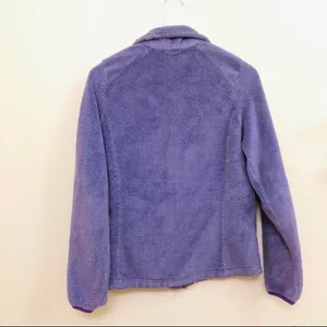 Purple Full Zip Sweater Shirt Top Jacket Cardigan Long Sleeve Fleece Sherpa Y2K Comfy Warm Lounge Casual Preppy Outdoor Hiking Adventure Exercise Yoga thumbnail 2