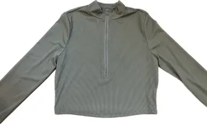 SheIn NEW Women green half zip crop top thumbnail 2