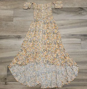 Altar’d State Olivia Maxi Dress Floral Smock Off Shoulder High Low, Women Small thumbnail 1