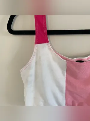 SHEIN Colorblock Cami Top & Shorts, White/Pink, Size S, EUC thumbnail 5