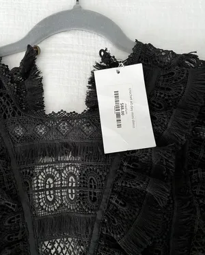 Olivaceous Black Crochet Mini Dress thumbnail 2