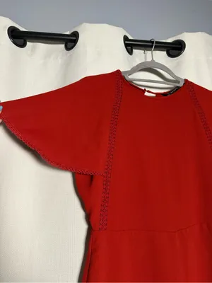 Zara Rust Red Flutter Sleeve Open Back Skort Romper Size Medium thumbnail 7