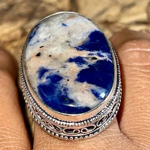 Navy Sodalite Ring Size 9 1/2 Blue thumbnail 7